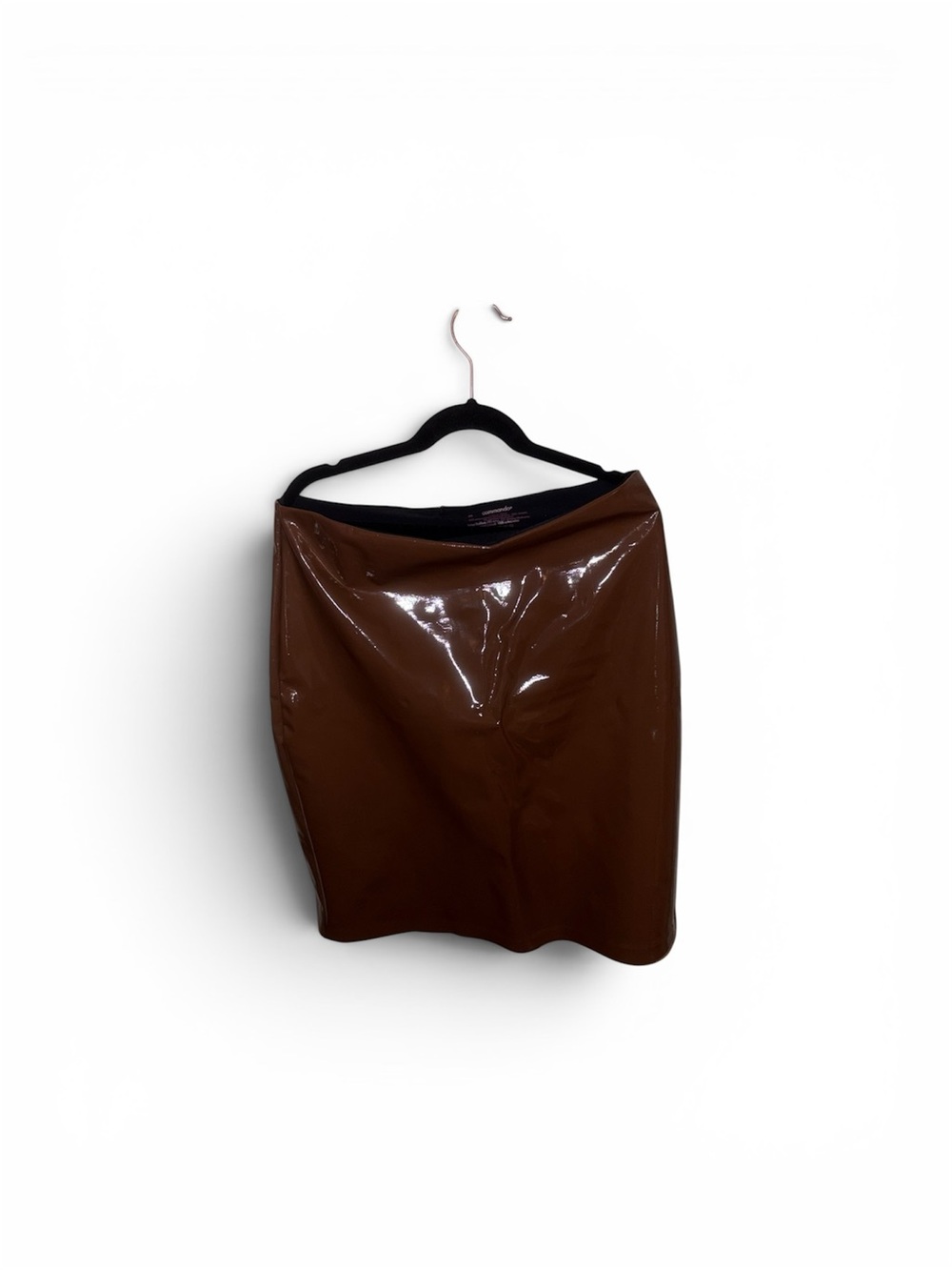 Commando Brown High-Gloss Vinyl Pencil Skirt